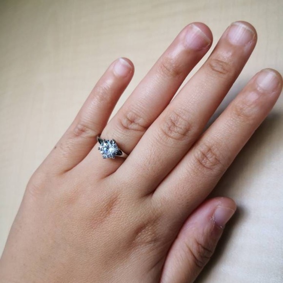 1.5 ct Man Made Diamond Simulant Solitaire Titanium - engagement ring US 5.25 - Picture 14 of 16